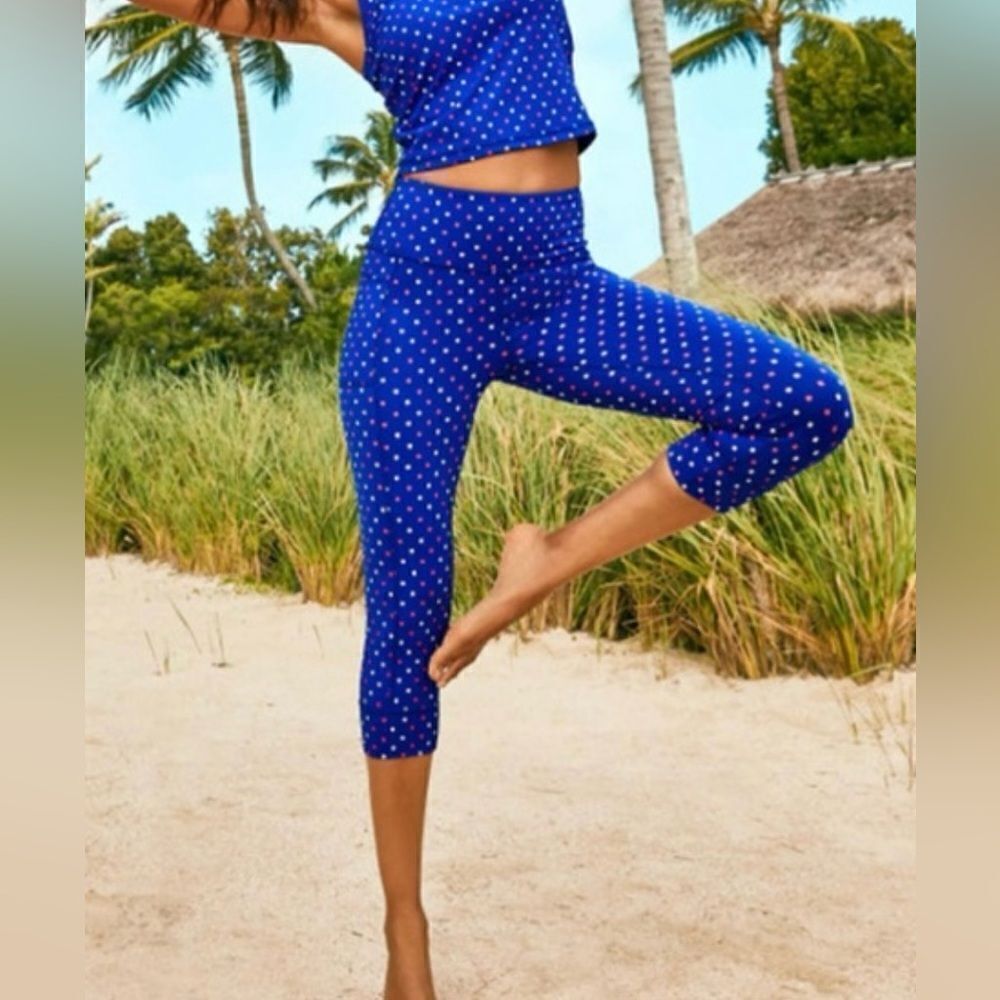 Lilly Pulitzer Royal Blue Luxletic Weekender High Rise UPF 50+ Crop Legging